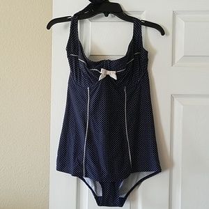 Navy and white vintage bathing suit.